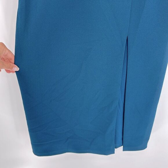 Dress The Population Deep V Neck Crepe Midi With Black Pipping Dress - Picture 4 of 6